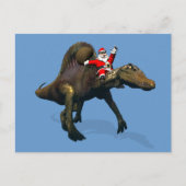 サンタクロースがスピノサウルスに乗り込む シーズンポストカード (正面)