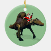 サンタクロースがスピノサウルスに乗り込む セラミックオーナメント (裏面)