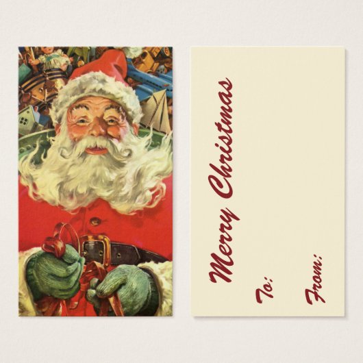 サンタクロースがソリに乗っておもちゃを運ぶビンテージ クリスマス (正面&裏面)