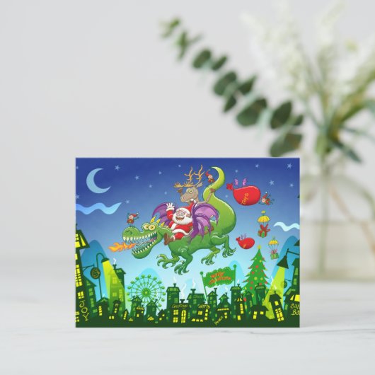サンタクロースがトナカイをドラゴンに変えた シーズンポストカード (スタンド正面)