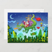 サンタクロースがトナカイをドラゴンに変えた シーズンポストカード (正面/裏面)
