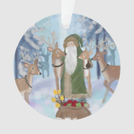 サンタクロースがトナカイを訪れる オーナメント