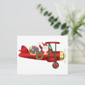 サンタクロースがビプレーンでギフトポストカードを手に シーズンポストカード (スタンド正面)