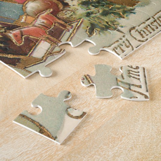 サンタクロースがビンテージカーのクリスマス運転 ジグソーパズル (側面)