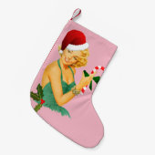 サンタクロースがピンと留まる スモールクリスマスストッキング (正面 (吊り時))