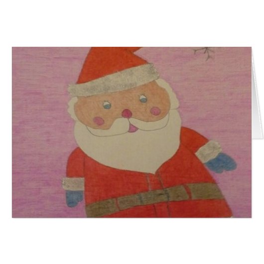 サンタクロースがピンクのクリスマスカード (正面横)