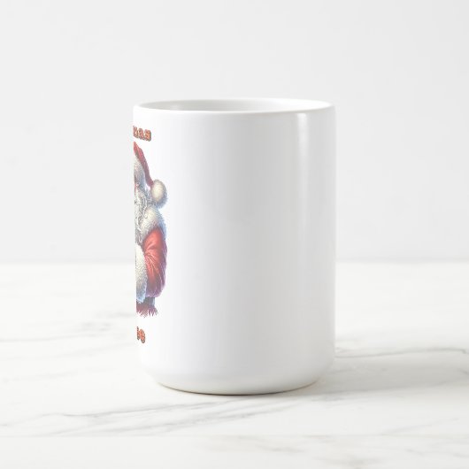 サンタクロースがプレゼントの長いリストをチェック コーヒーマグカップ (中央)
