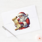 サンタクロースがプレゼントの長いリストをチェック スクエアシール (封筒)