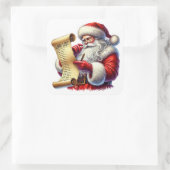 サンタクロースがプレゼントの長いリストをチェック スクエアシール (バッグ)