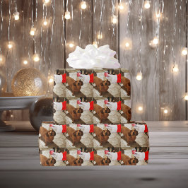 サンタクロースがプレゼントを手に個人的な写真 ラッピングペーパー