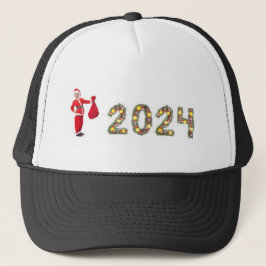 サンタクロースがプレゼントを持っている画像 2024年 プリント キャップ