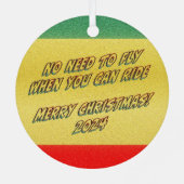 サンタクロースがホンダオートバイスラップに乗り込む メタルオーナメント (裏面)