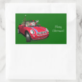 サンタクロースがミニを運転 長方形シール (バッグ)