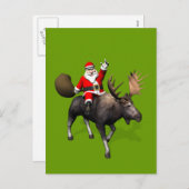 サンタクロースがムースに乗り込む シーズンポストカード (正面/裏面)