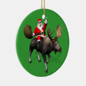 サンタクロースがムースに乗り込む セラミックオーナメント (右)