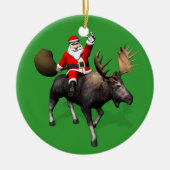 サンタクロースがムースに乗り込む セラミックオーナメント (正面)