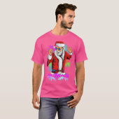 サンタクロースがメガネをかけて踊るクリスマス Tシャツ (正面フル)