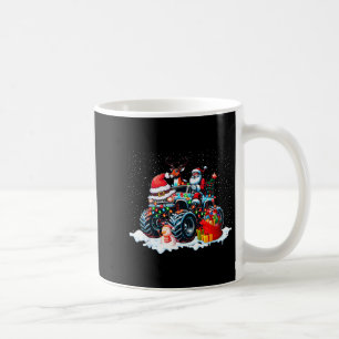 サンタクロースがモンスターレッドトラックに乗るおもしろクリスマスT コーヒーマグカップ