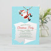 サンタクロースがロープの列に揺れクリスマス 招待状 (スタンド正面)