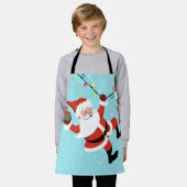 サンタクロースがロープの紐の上で首振り エプロン (着用した状態)