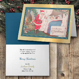 サンタクロースがヴィンテージクリスマスを訪れる カード