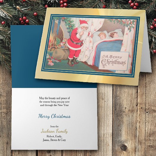 サンタクロースがヴィンテージクリスマスを訪れる カード
