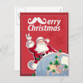 サンタクロースが付いているヴィンテージのメリークリスマスの郵便はがき シーズンポストカード (正面/裏面)