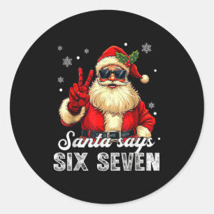 サンタクロースが冗談で「Six Seven クリスマス」って!67 おもしろクリスマスグッズ ラウンドシール