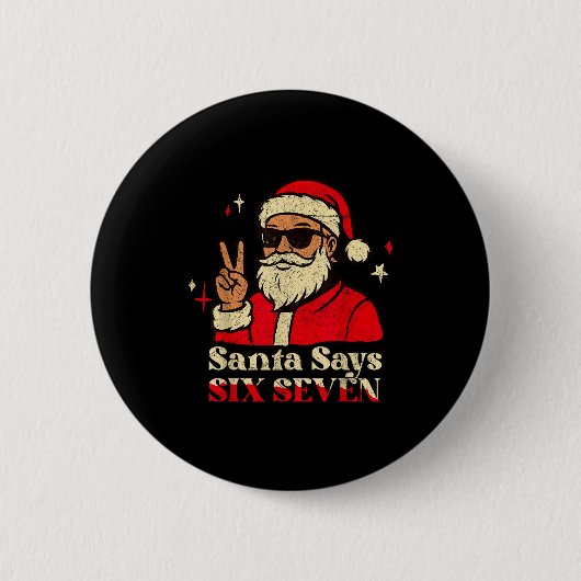 サンタクロースが冗談で「Six Seven 67」クリスマス・ホリデー・ミーム 缶バッジ (正面)