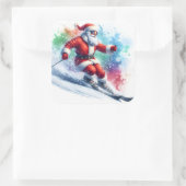 サンタクロースが冬の雪の斜面を滑り降りる スクエアシール (バッグ)