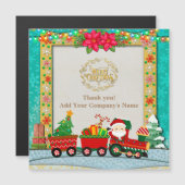 サンタクロースが列車の中でプレゼントとクリスマスツリーを (正面/裏面)