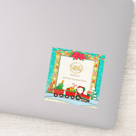 サンタクロースが列車の中でプレゼントとクリスマスツリーを シール