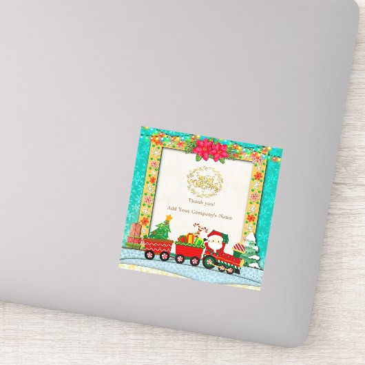 サンタクロースが列車の中でプレゼントとクリスマスツリーを シール (詳細)