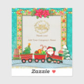 サンタクロースが列車の中でプレゼントとクリスマスツリーを シール (シート)