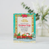 サンタクロースが列車の中でプレゼントとクリスマスツリーを ポストカード (スタンド正面)