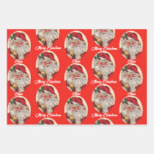 サンタクロースが子どもの名前をクリスマスにパーソナライズ ラッピングペーパーシート (正面3)