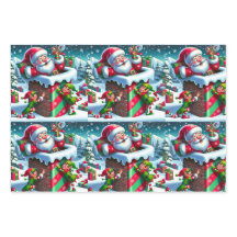 サンタクロースが小妖精や小人と煙突に詰まよくはしゃぐった