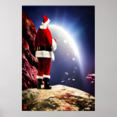 サンタクロースが岩の上の宇宙 | AIアートポスター ポスター (正面)
