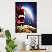 サンタクロースが岩の上の宇宙 | AIアートポスター ポスター (ホームオフィス)