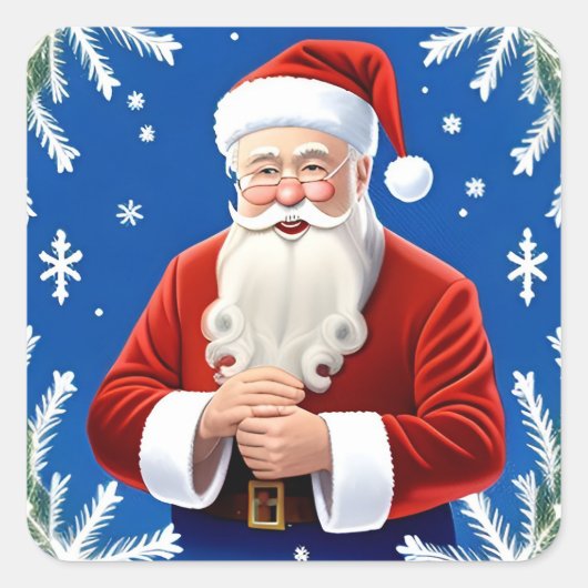 サンタクロースが微笑む スクエアシール (正面)