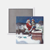 サンタクロースが抱える大量の本 マグネット (正面/裏面)
