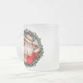 サンタクロースが携帯に フロストグラスマグカップ (正面左)