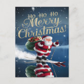 サンタクロースが斜面をシュレッズ ポストカード (正面)