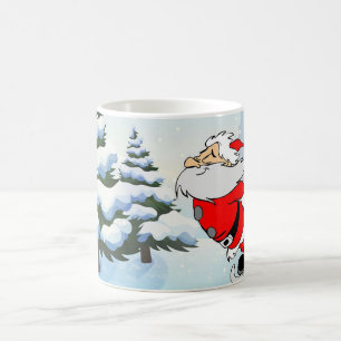 サンタクロースが氷の雪の上でスケートをする コーヒーマグカップ