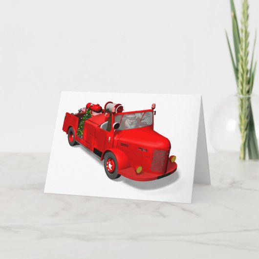 サンタクロースが消防車を運転する シーズンカード (正面)