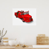 サンタクロースが消防車を運転する ポスター (キッチン)