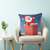 サンタクロースが煙突で楽しげに手を振る クッション (椅子)