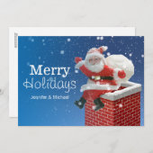 サンタクロースが煙突に座る シーズンカード (正面/裏面)