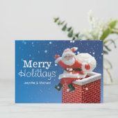 サンタクロースが煙突に座る シーズンカード (スタンド正面)