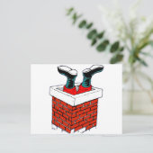 サンタクロースが煙突に詰まった シーズンポストカード (スタンド正面)